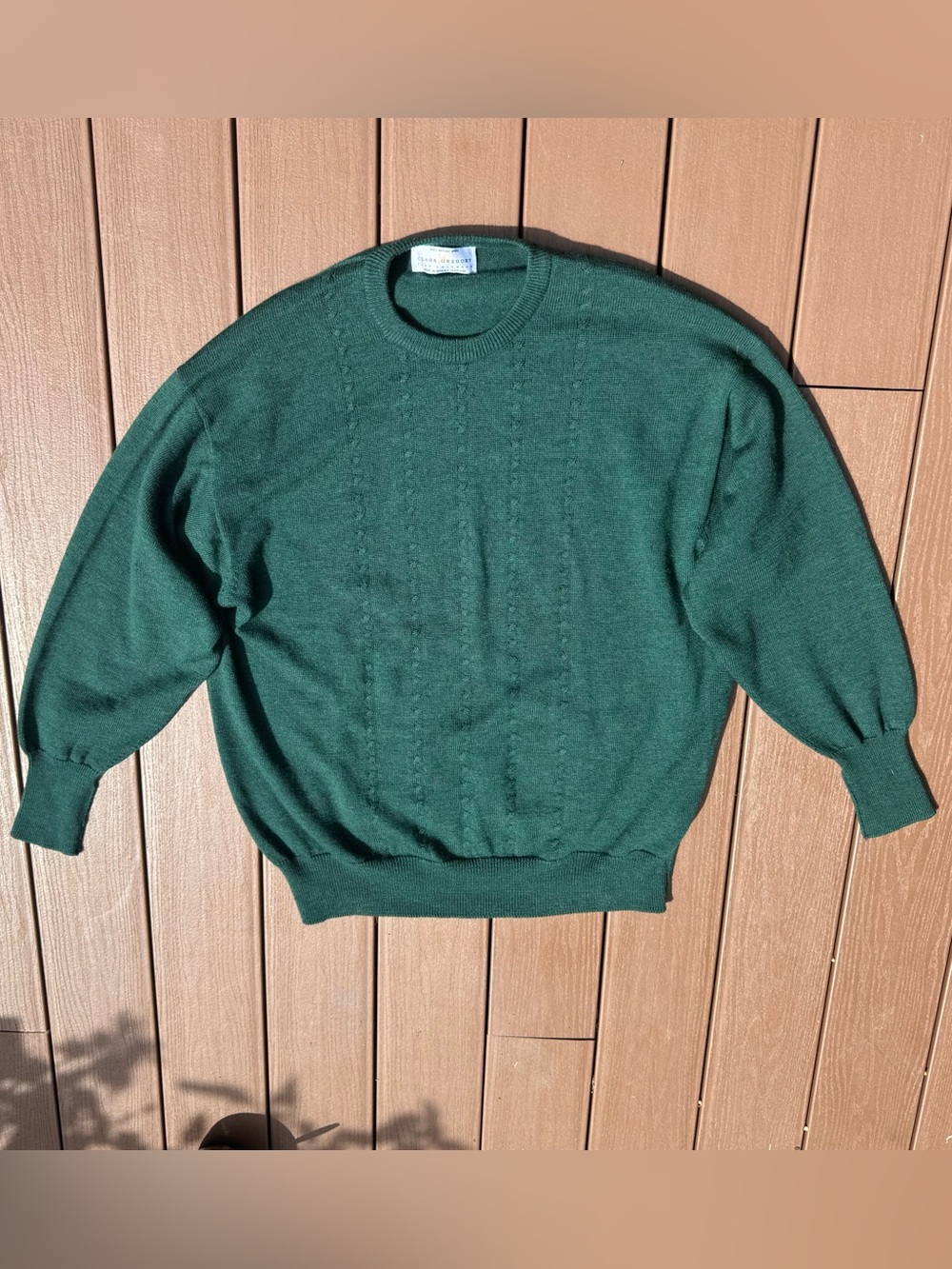 Clarks & Gregory 100% Merino Wool Sweater Forest Green Made in Scotland Vintage